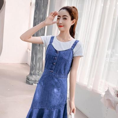 ĐẦM JEAN YẾM 2 DÂY ĐUÔI CÁ XÉO - NY843